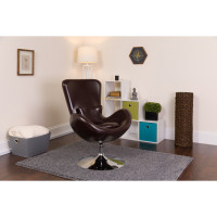 Flash Furniture Leather Egg Series Reception-Lounge-Side Chair in Brown